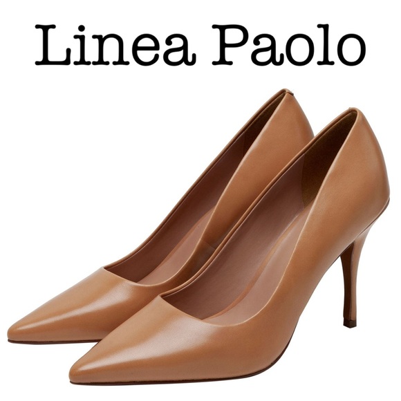 Linea Paolo Payton Tan Leather Heels Size 10 - Picture 1 of 11